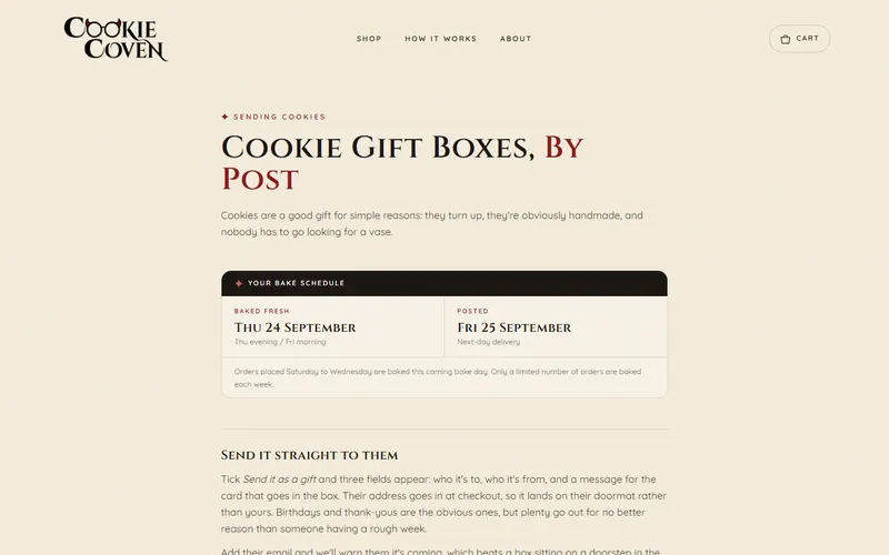 Cookie gifts page