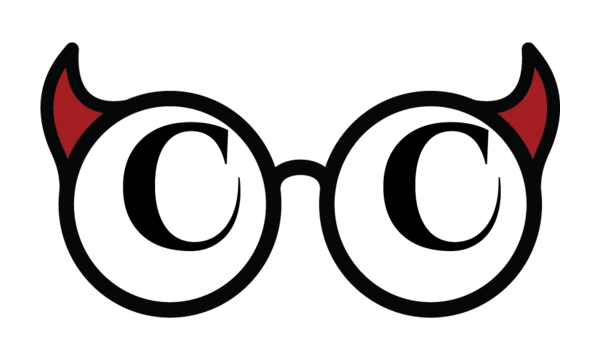 The Cookie Coven icon: round glasses with red horns and a C in each lens