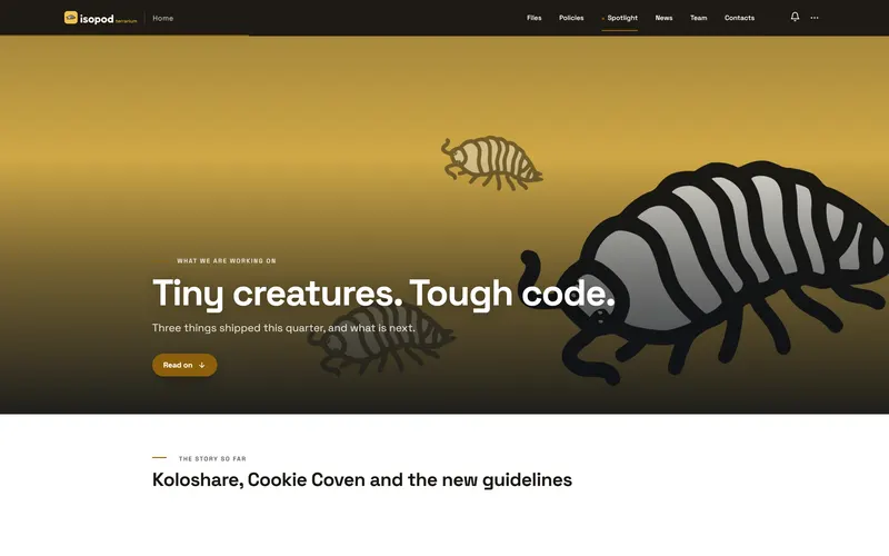 A Spotlight story on Isopod Terrarium with a full-width photo, headline and standfirst